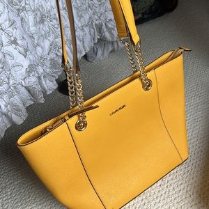 Calvin Klein banana yellow purse tote